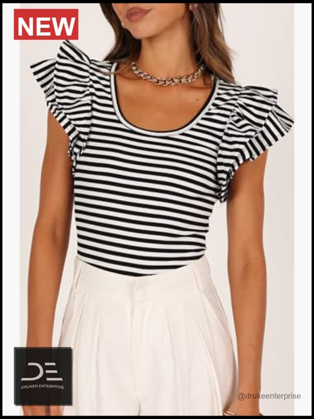 Cropped Ribbed Tank Top with Ruffle Sleeves - Picture 2 of 7